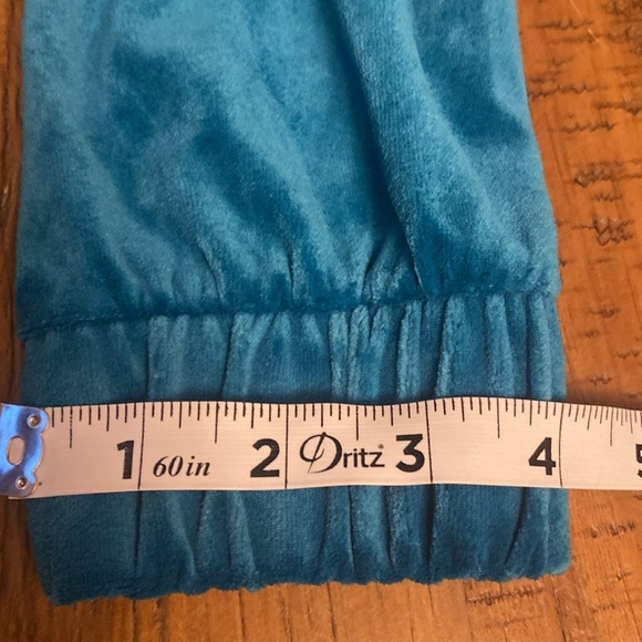 Juicy Couture Velour Hoodie Spellout JUICY on Hood Teal Peacock Girls Sz 14 - Picture 9 of 11